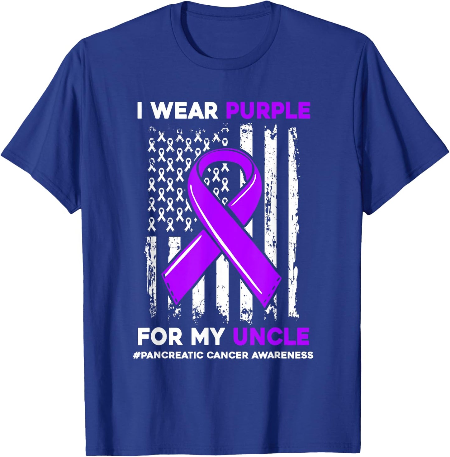 I Wear Purple For My Uncle Pancreatic Cancer Awareness T-Shirt - T-Shirt | Royal
