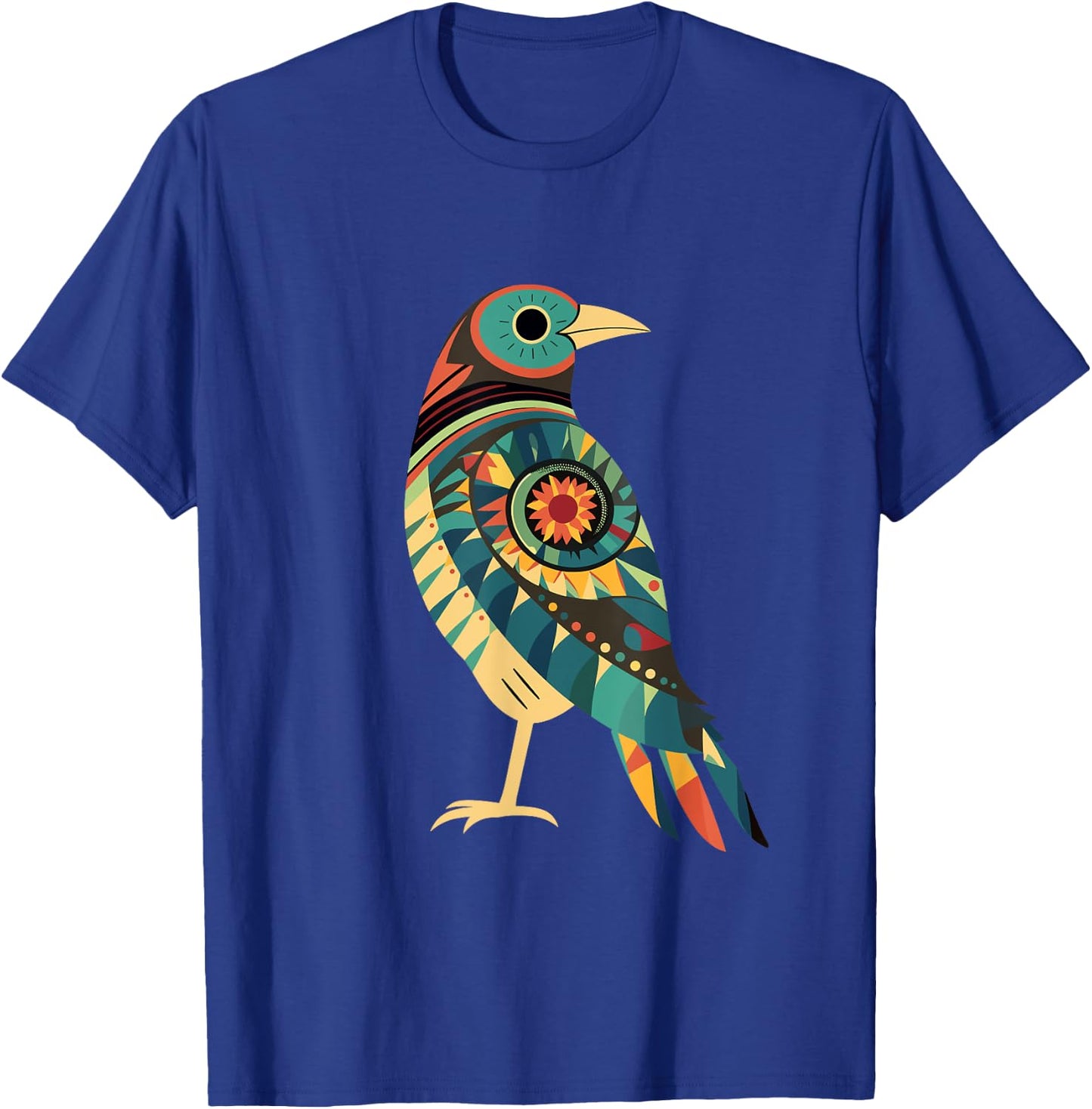 Hopi Art American Style Bird Tribal Design T-Shirt - T-Shirt | Royal