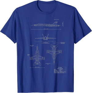 F-18 F/A-18E Super Hornet Jet Airplane T-Shirt - T-Shirt | Royal