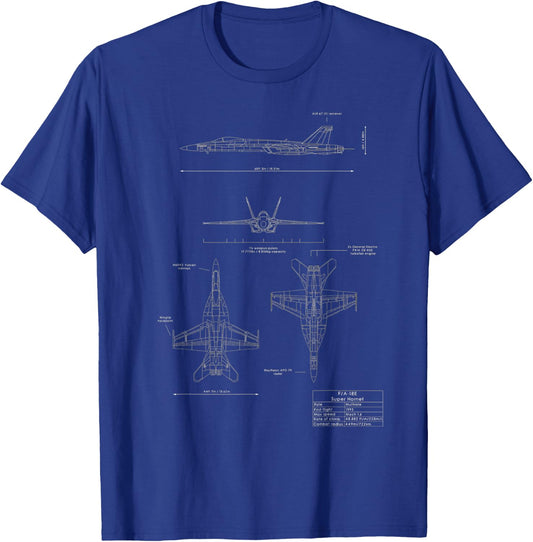F-18 F/A-18E Super Hornet Jet Airplane T-Shirt - T-Shirt | Royal