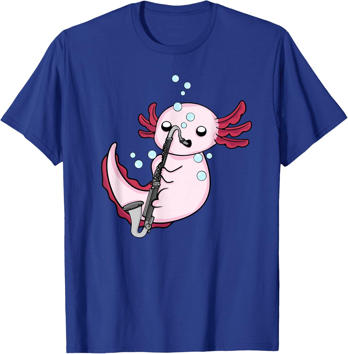 Bass Clarinet Player Kids Axolotl Music Lover Bass Clarinet T-Shirt - T-Shirt | Royal