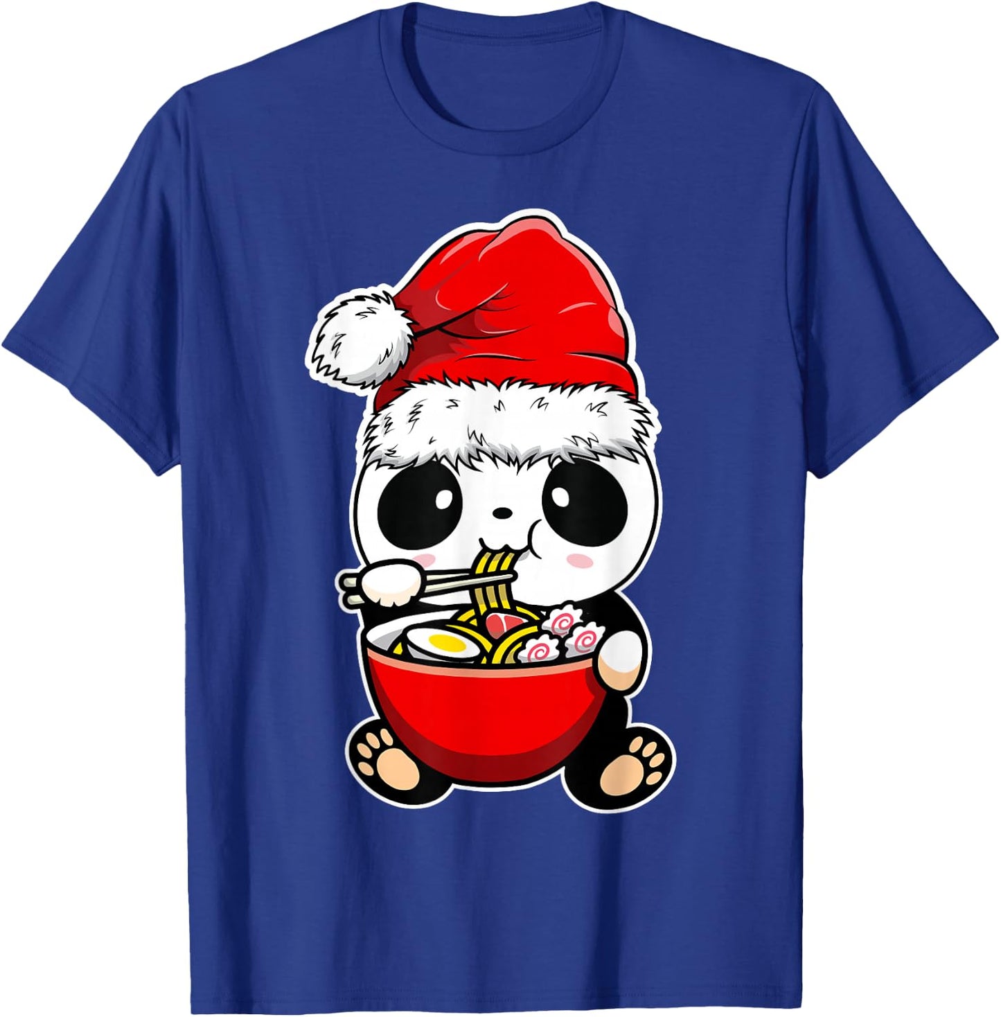 Panda Wearing Santa hat Xmas - Panda Eating Ramen Christmas T-Shirt - T-Shirt | Royal