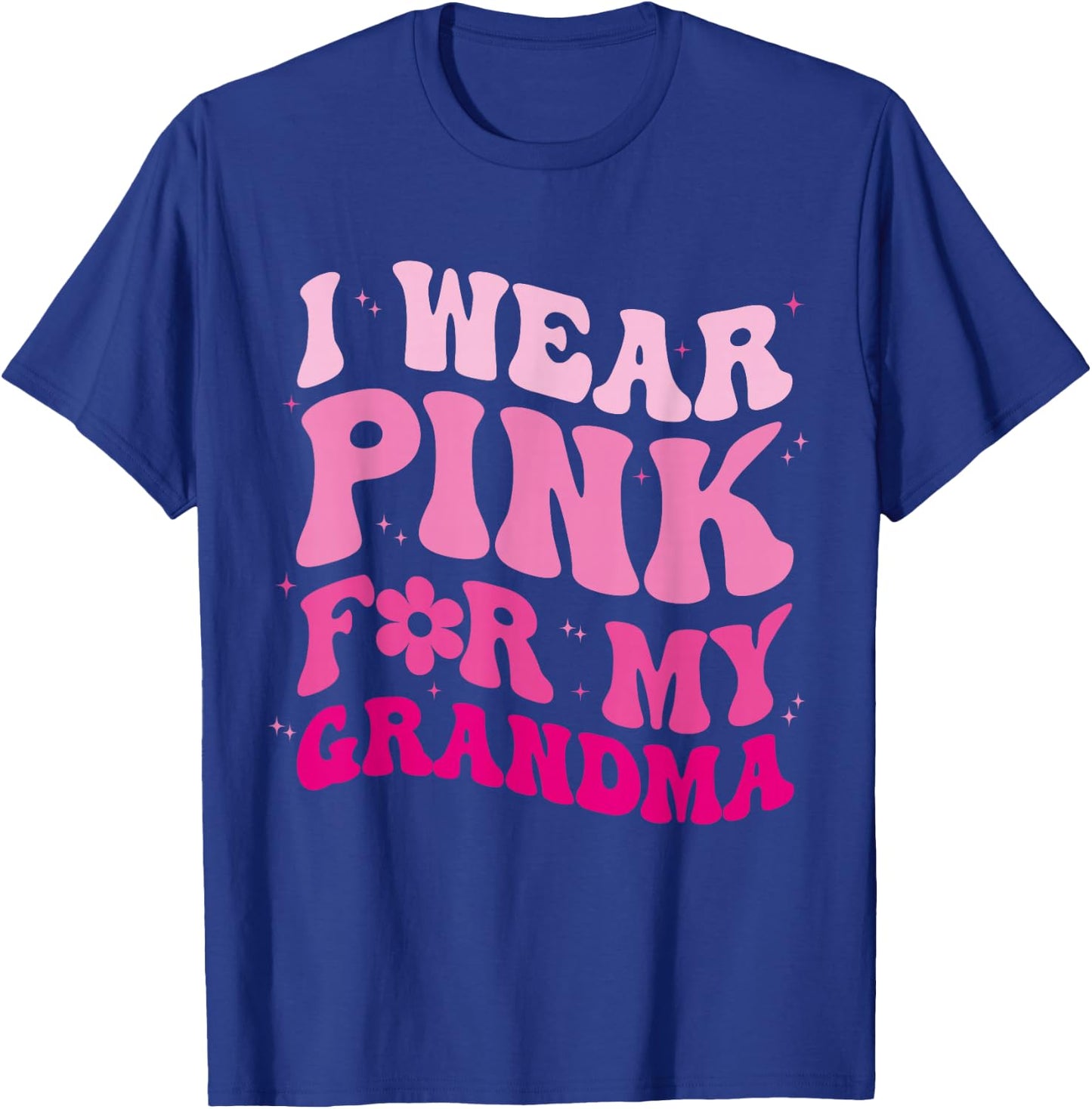 I Wear Pink for my Grandma Groovy Breast Cancer Women Kid T-Shirt - T-Shirt | Royal