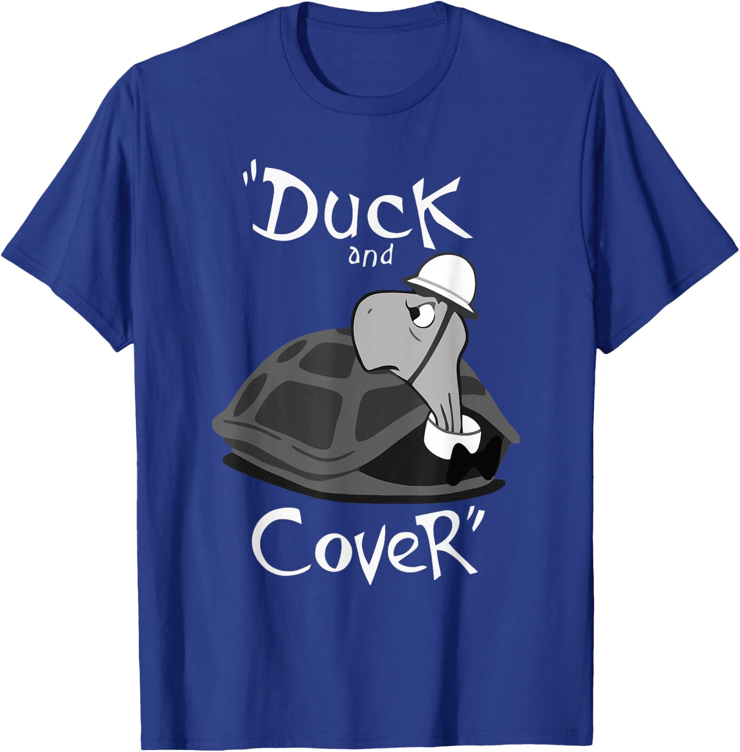War Is Hell Store Duck and Cover Bert the Turtle - Kids, Vintage Enthusiasts, Families on Vacation - Black - Small - Short Sleeve - Cotton 65%, Polyester 35% T-Shirt - T-Shirt | Royal
