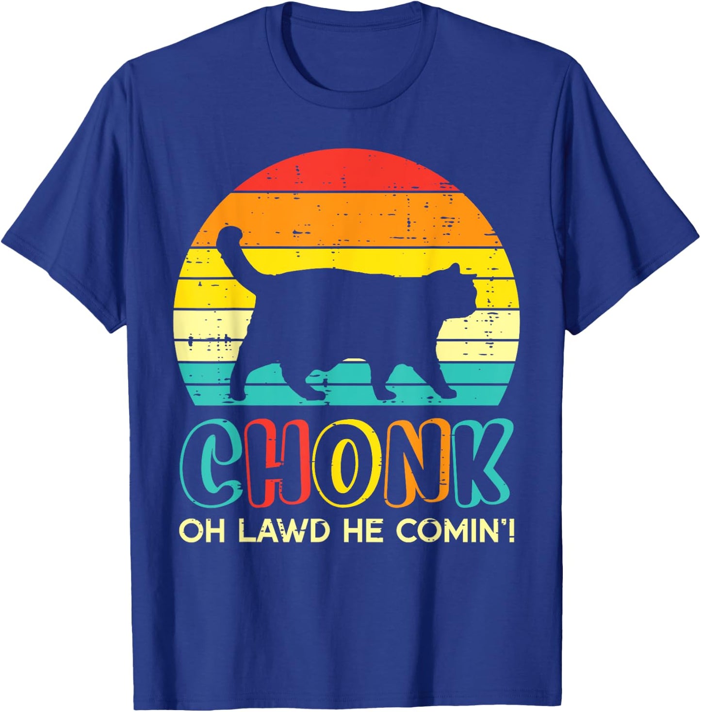 Chonk Fat Cat Meme Sunset Funny Black Kitten Men Women Kids T-Shirt - T-Shirt | Royal