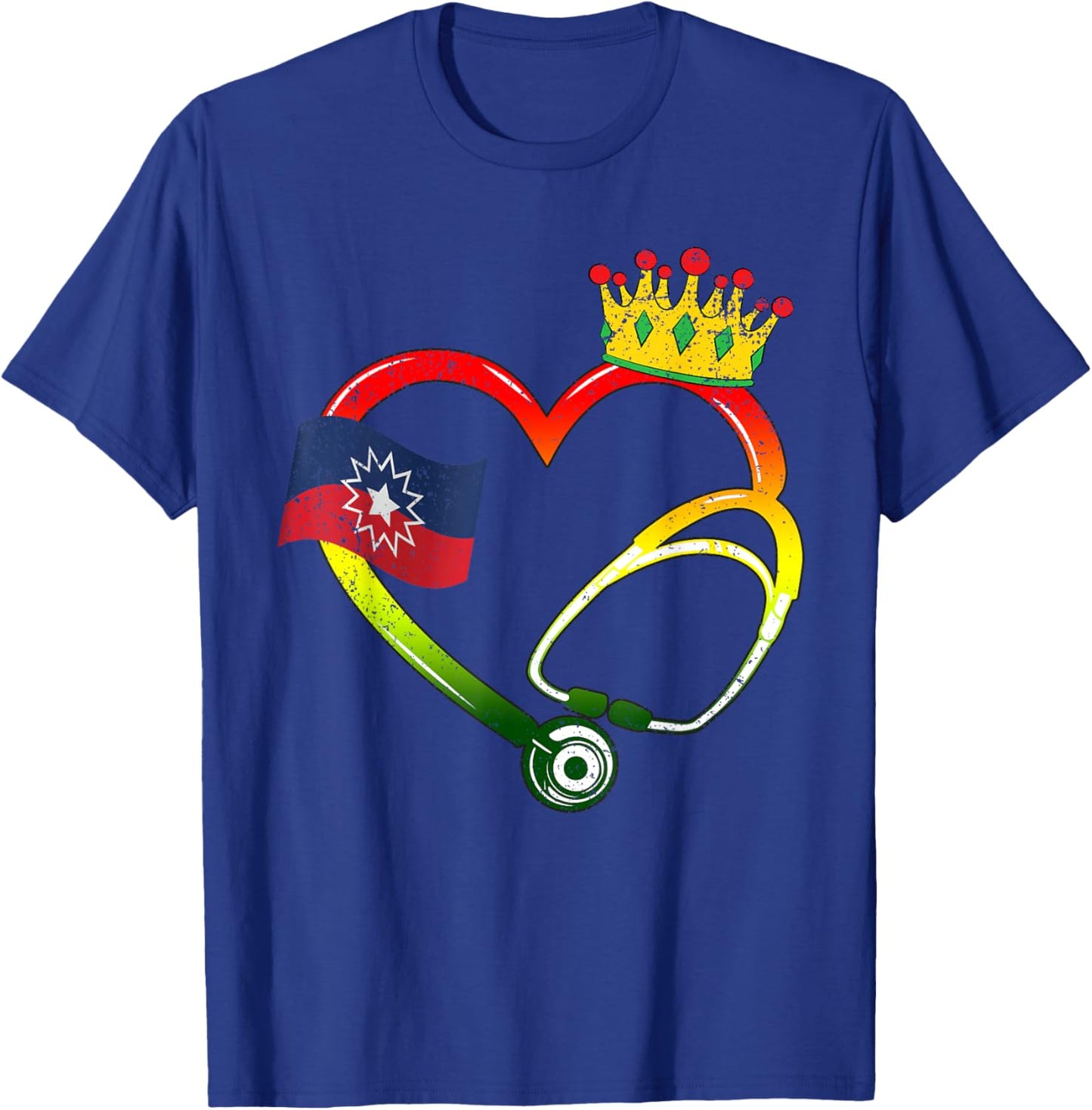 Heart Stethoscope Juneteenth Black History African Nurse T-Shirt - T-Shirt | Royal