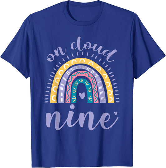 On Cloud Nine 9th Birthday 9 Years Old Rainbow T-Shirt - T-Shirt | Royal