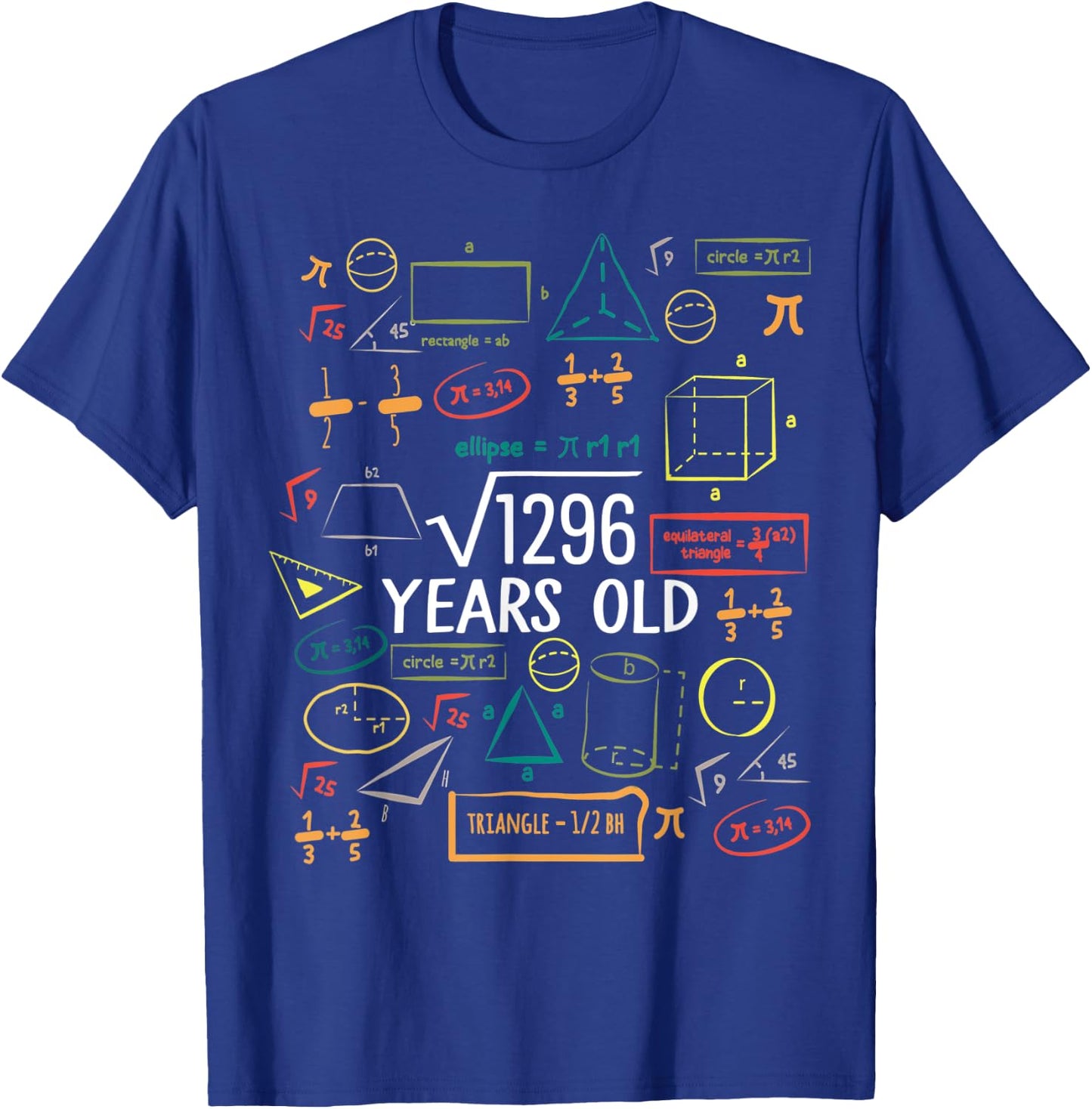 36 Years Old Square Root Math 36th Birthday Men Women T-Shirt - T-Shirt | Royal