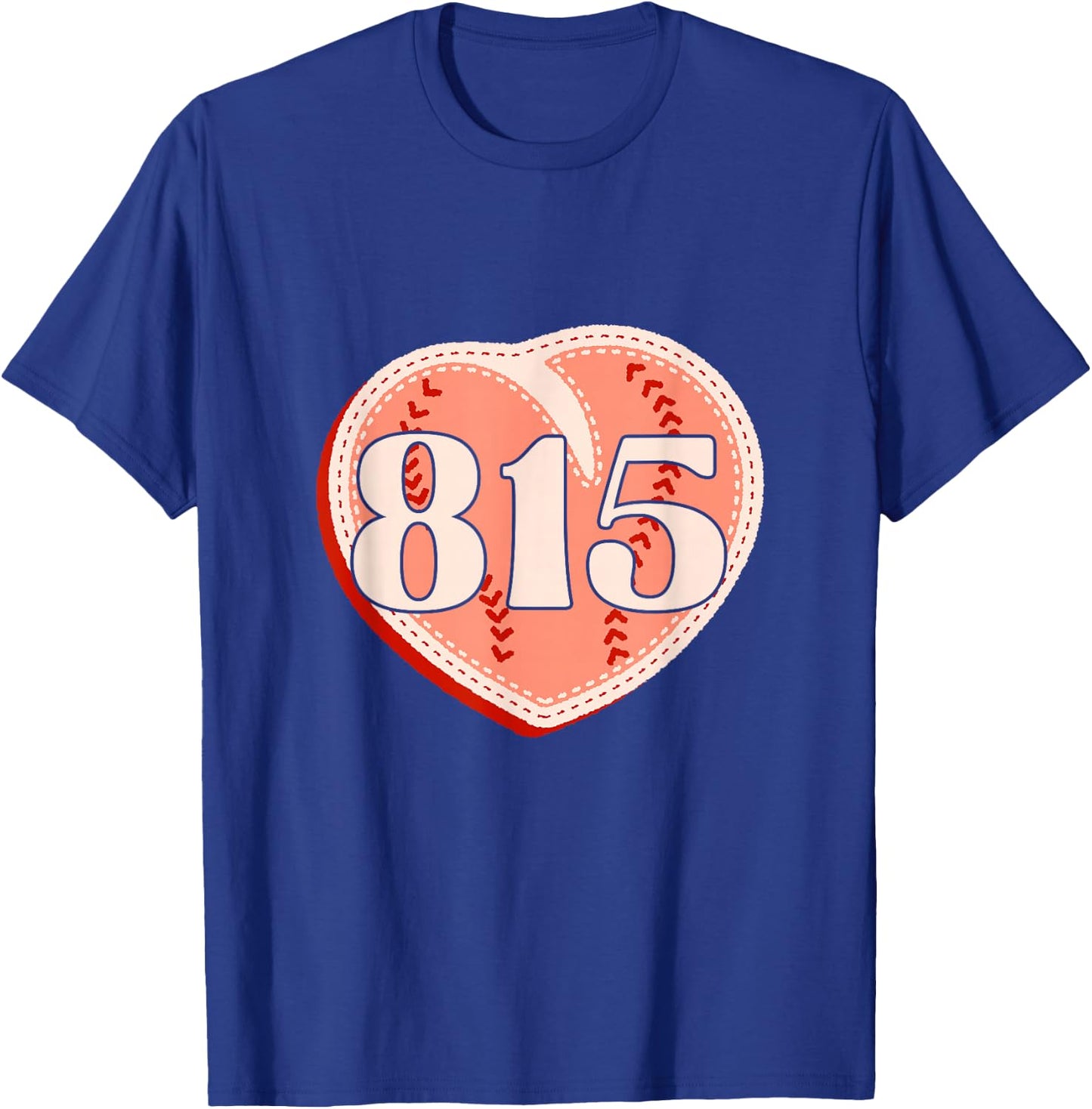 Retro Rockford Illinois 815 A Peach With Baseball Seams T-Shirt - T-Shirt | Royal