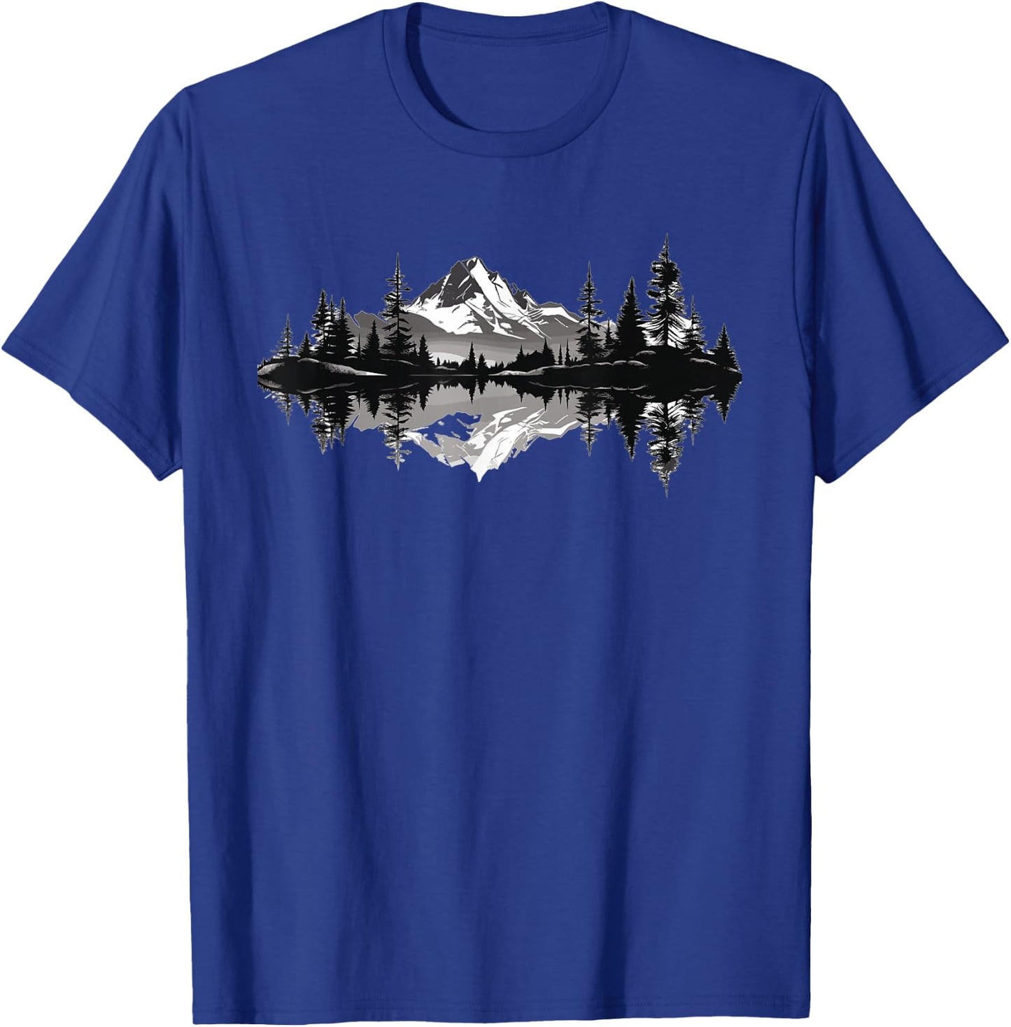 Mountain Landscape Reflection Forest Trees Outdoor Wildlife T-Shirt - T-Shirt | Royal