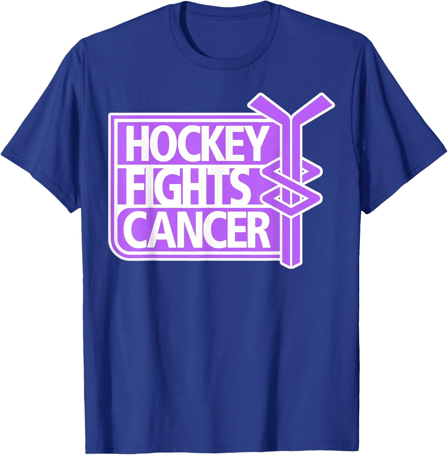Hockey Fights Cancer Adult Classic Fit Short Sleeve Black T-Shirt - T-Shirt | Royal