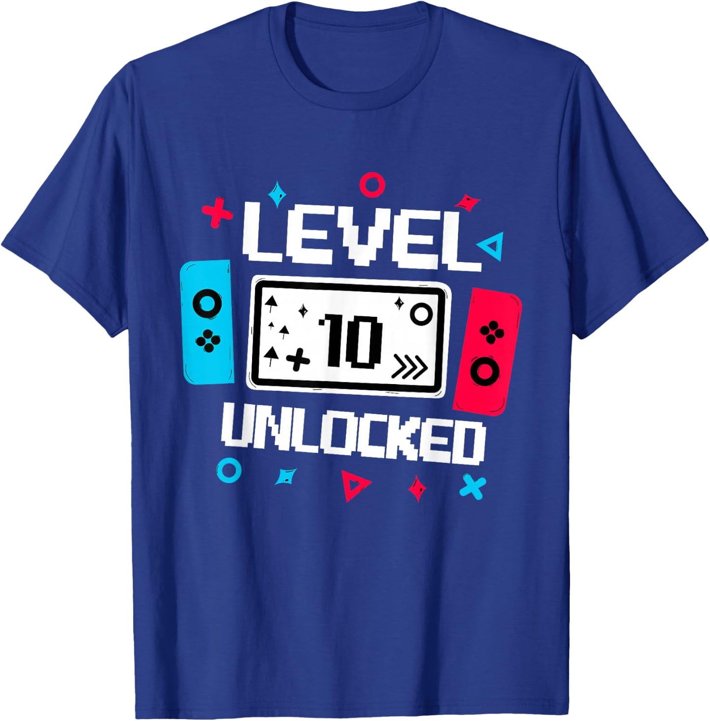 Level 10 unlocked Gamer 10th Birthday Gift Video Game lovers T-Shirt - T-Shirt | Royal