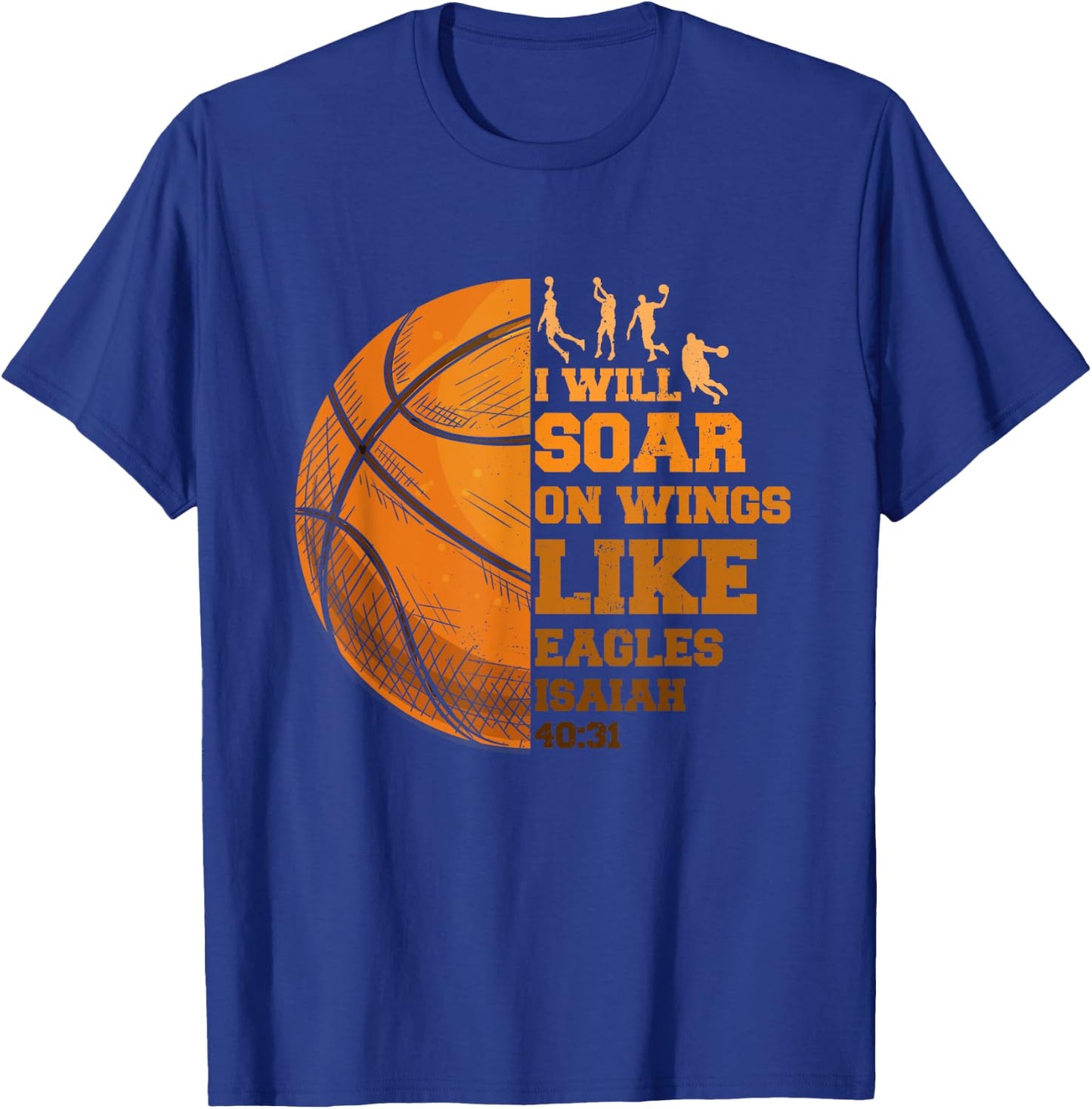 Basketball Christian Soar On-Wings Like Eagle Religious Basketball - Black, , Small, Short Sleeve, Regular Fit, Cotton 65% Polyester 35% T-Shirt - T-Shirt | Royal
