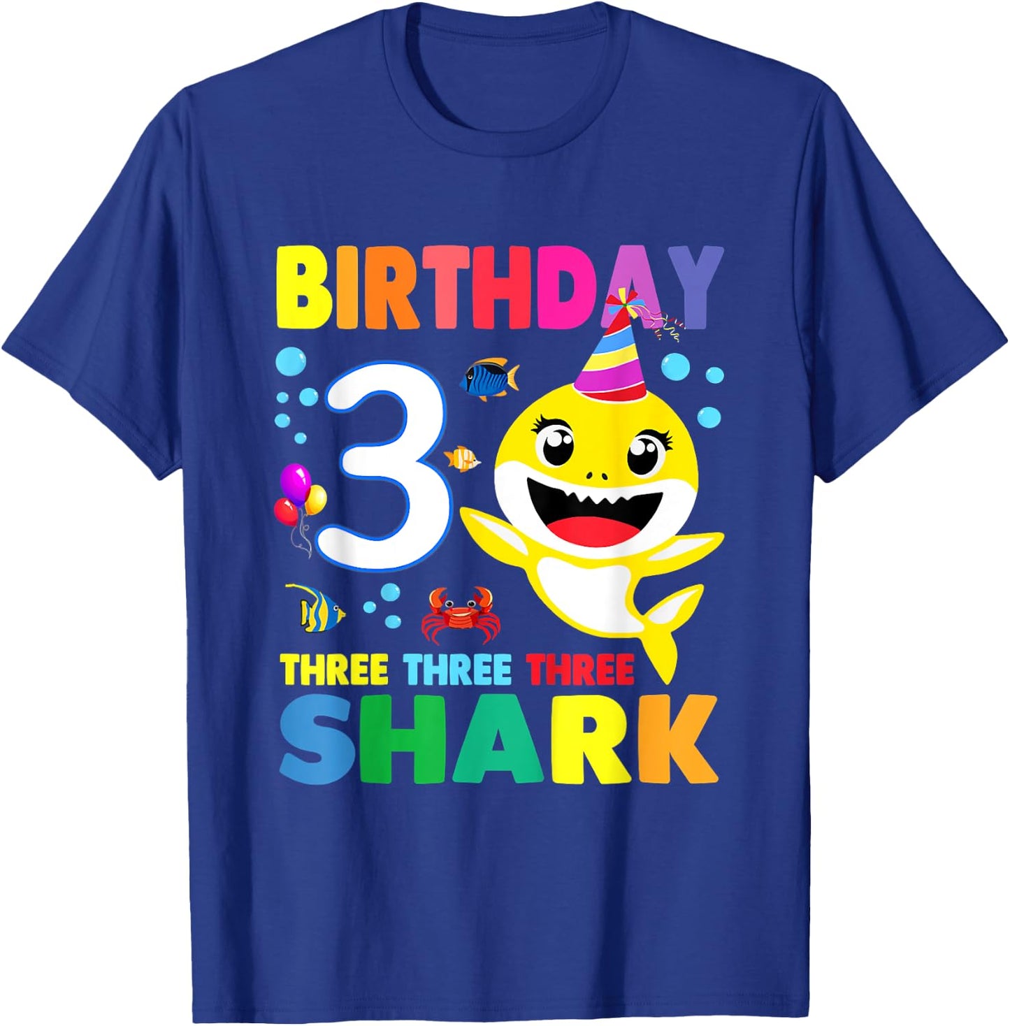 Birthday Kids Shark 3 Year Old 3rd Birthday Matching Family T-Shirt - T-Shirt | Royal