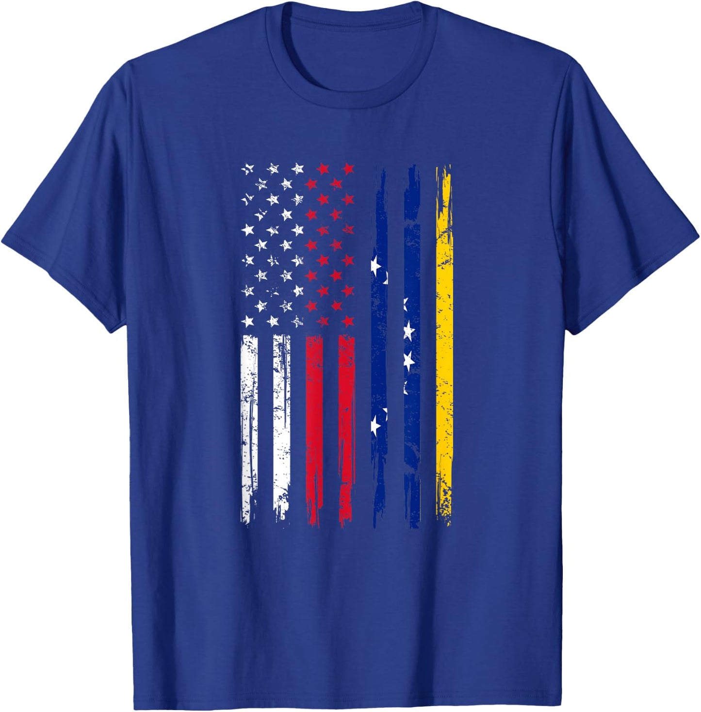 Half American And Venezuelan Usa Venezuela Flag Men Roots T-Shirt - T-Shirt | Royal