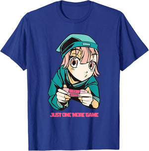 Just one more Game Anime Girls Gamer Lover T-Shirt - T-Shirt | Royal