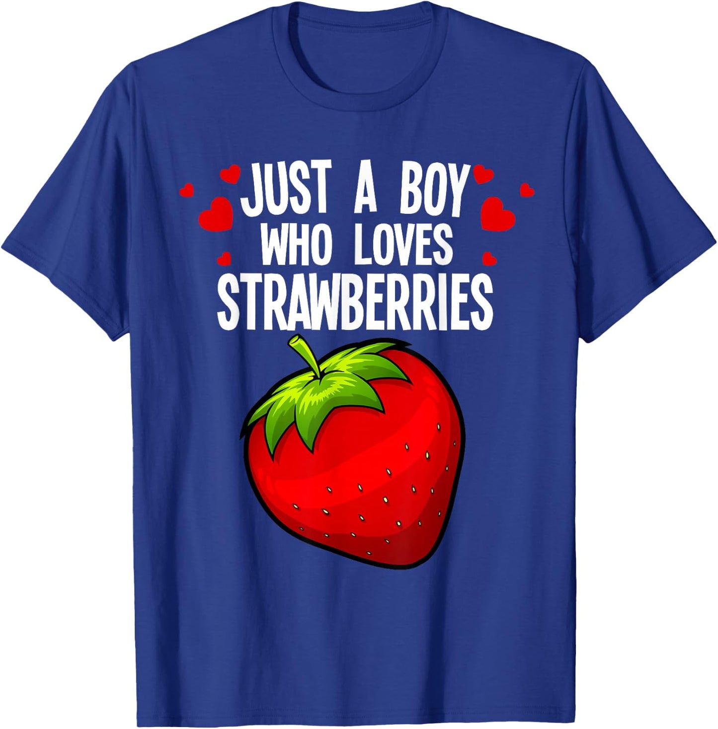 Funny Boy Strawberry Design Kids Strawberries Lover T-Shirt - T-Shirt | Royal