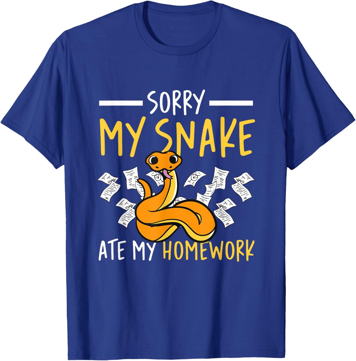 Sorry My Snake Ate My Homework School Reptile Serpent Kids T-Shirt - T-Shirt | Royal