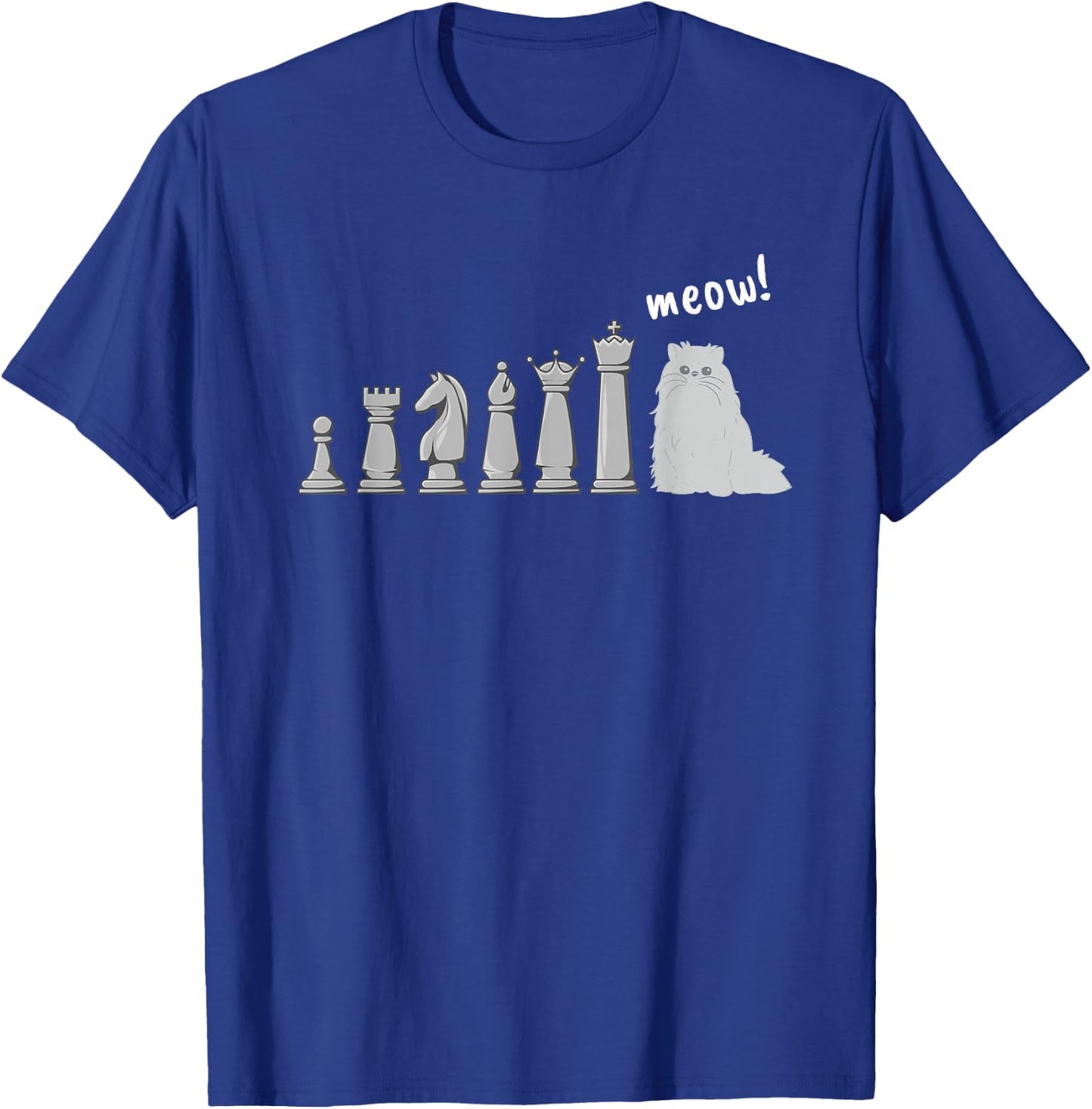 Cat Chess Pawn Meow Funny Chess Player T-Shirt - T-Shirt | Royal