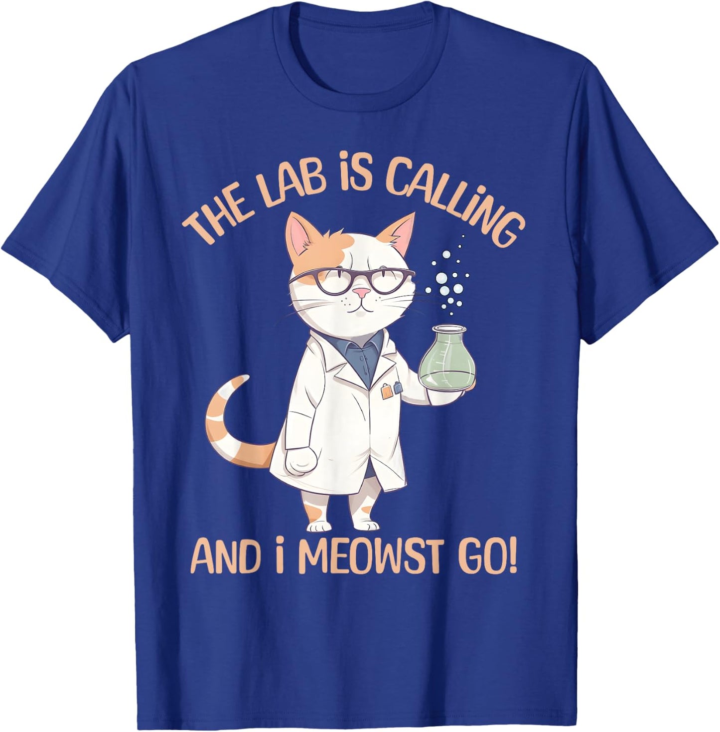 Girls Lab Calling Science Funny Lab Cat Laboratory Chemistry T-Shirt - T-Shirt | Royal