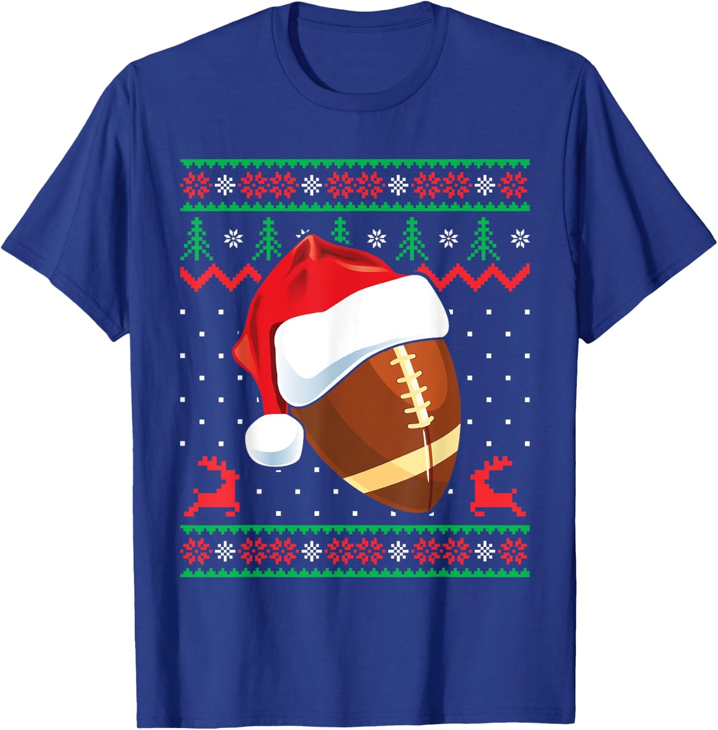 Funny Football Ugly Christmas Sweater Boys Sports Xmas T-Shirt - T-Shirt | Royal