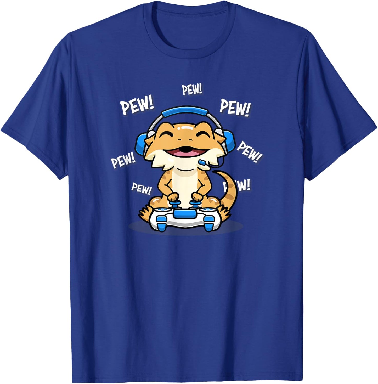 Tiny Dinosaur Boys Kawaii Kid Pew Gamer Bearded Dragon Lover T-Shirt - T-Shirt | Royal
