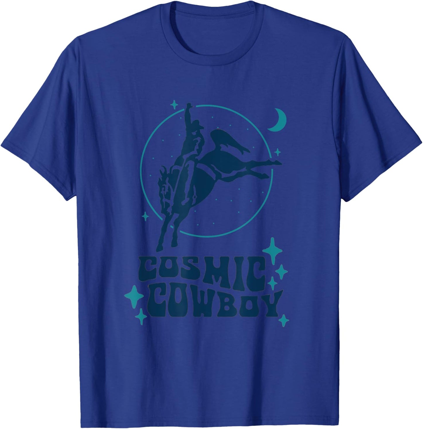 Cosmic Cowboy, Rodeo Horse Women Horse Barrel Racing T-Shirt - T-Shirt | Royal
