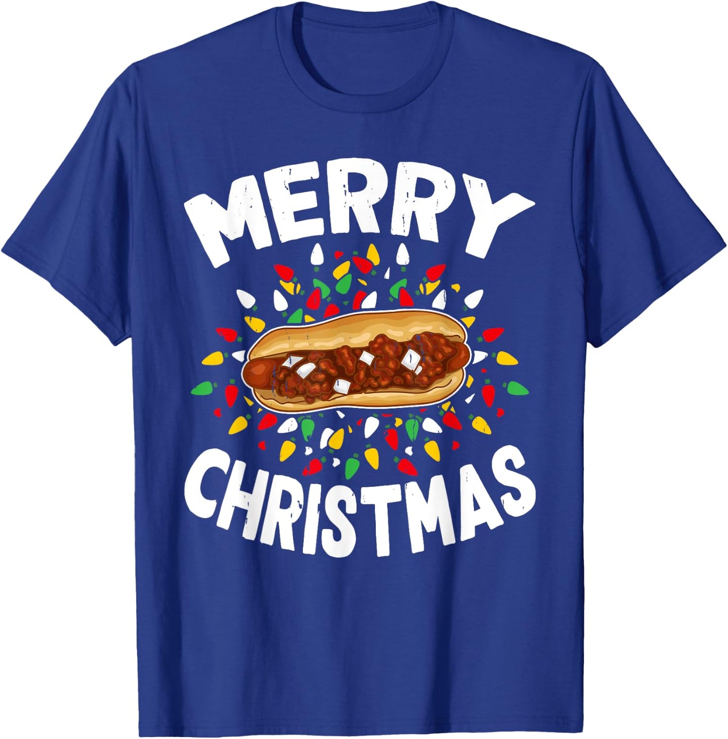 Merry Christmas Sweaters Funny Food Lover Chili Dog Xmas Men Women T-Shirt - T-Shirt | Royal