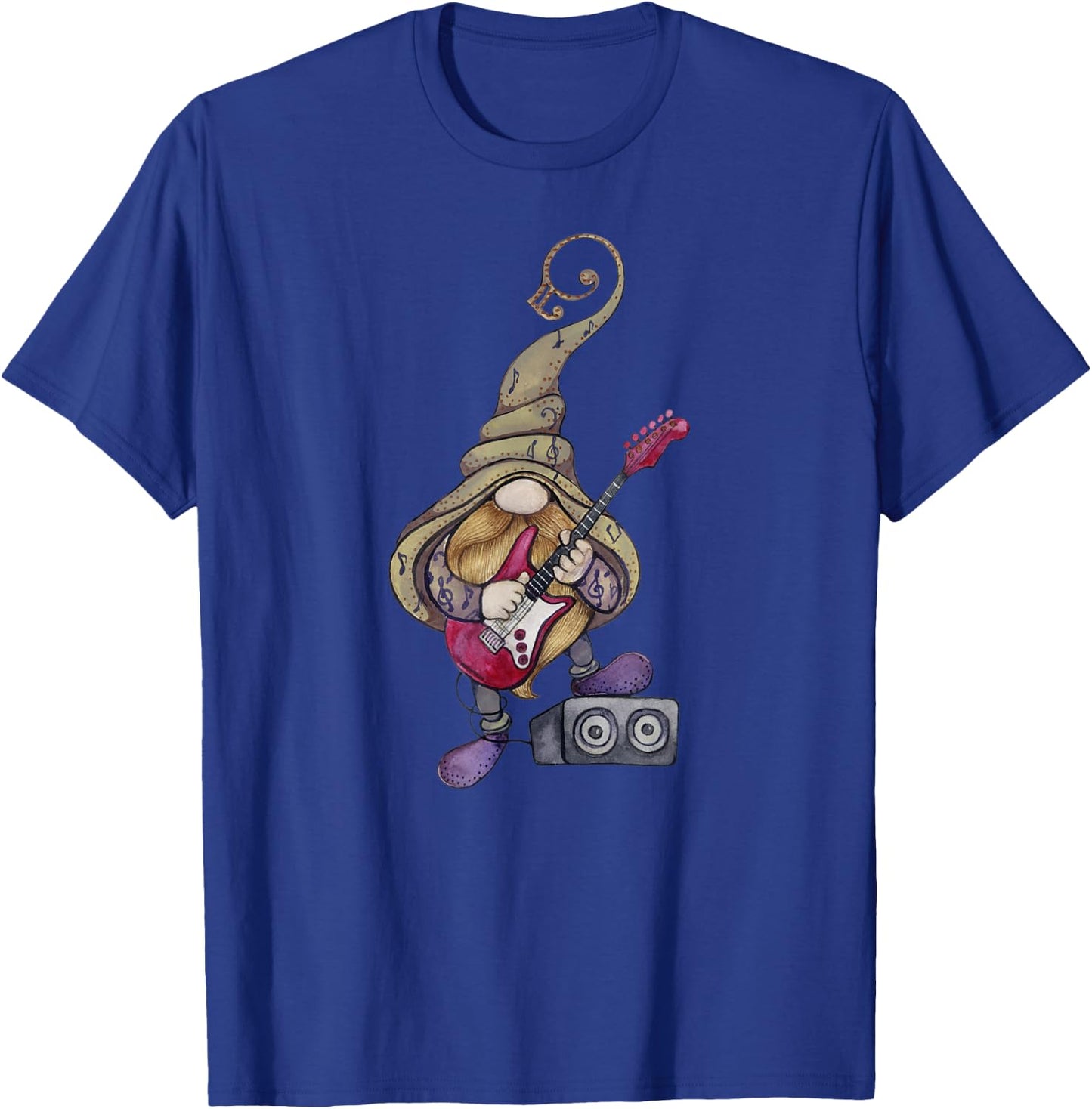 Musical Gnome Guitar Player, Playing Guitar Music T-Shirt - T-Shirt | Royal