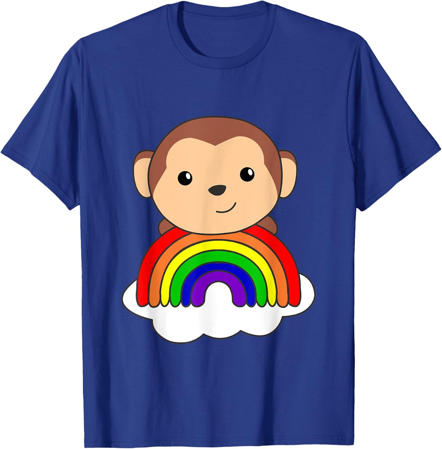 Monkey Rainbow Cloud Cute Animals For Kids Monkeys T-Shirt - T-Shirt | Royal
