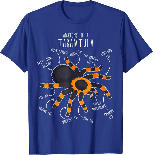 Tarantula Anatomy, Funny Cute Pet Mexican Redknee Spider T-Shirt - T-Shirt | Royal