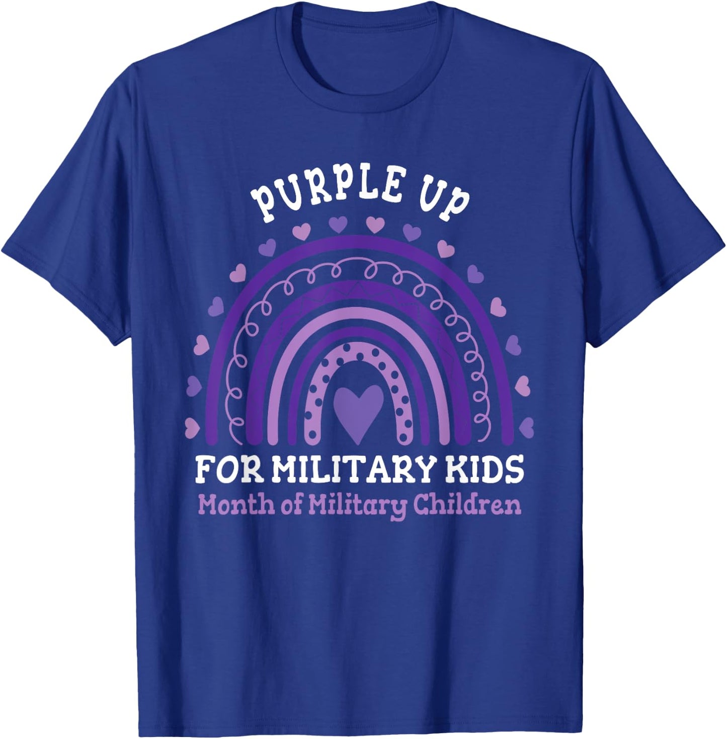 Military Purple Up Day Kids Shirt Month Military Rainbow Kid T-Shirt - T-Shirt | Royal