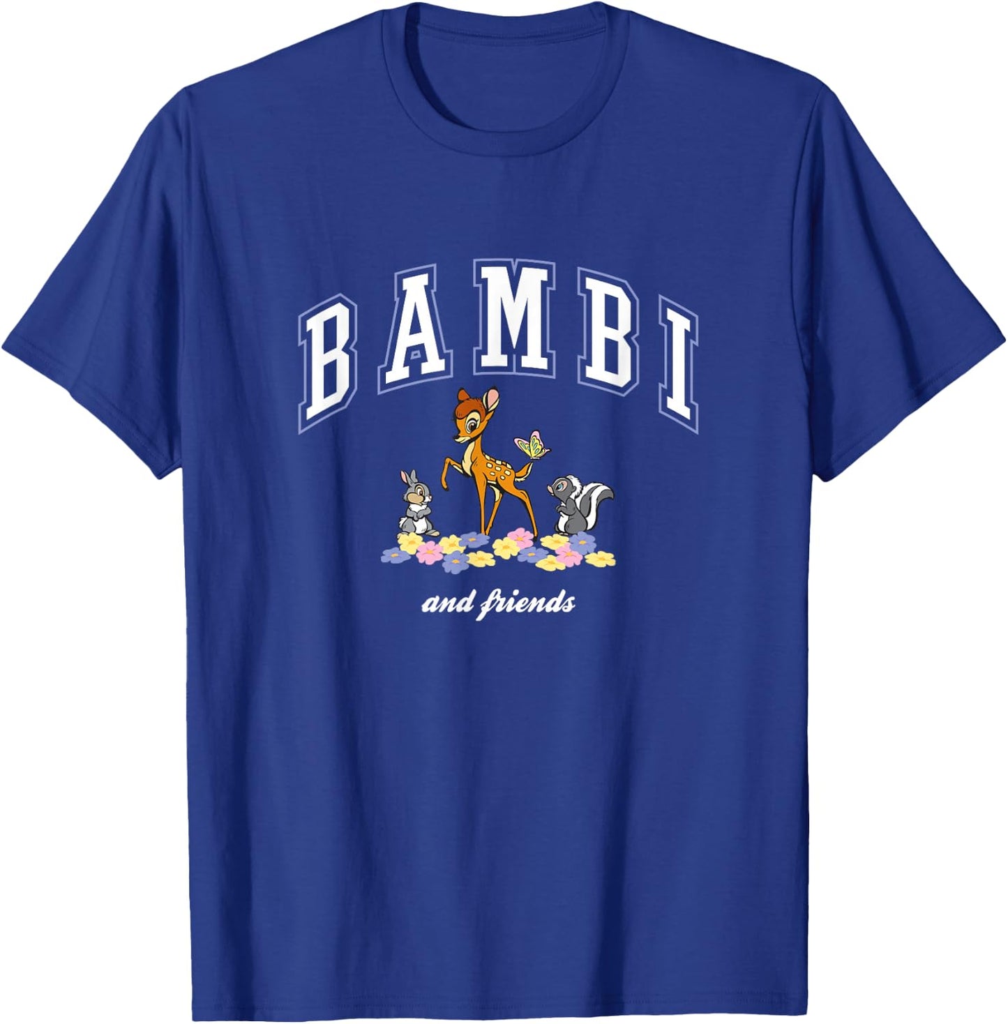 Disney Bambi And Friends Thumper Flower College Style Logo T-Shirt - T-Shirt | Royal