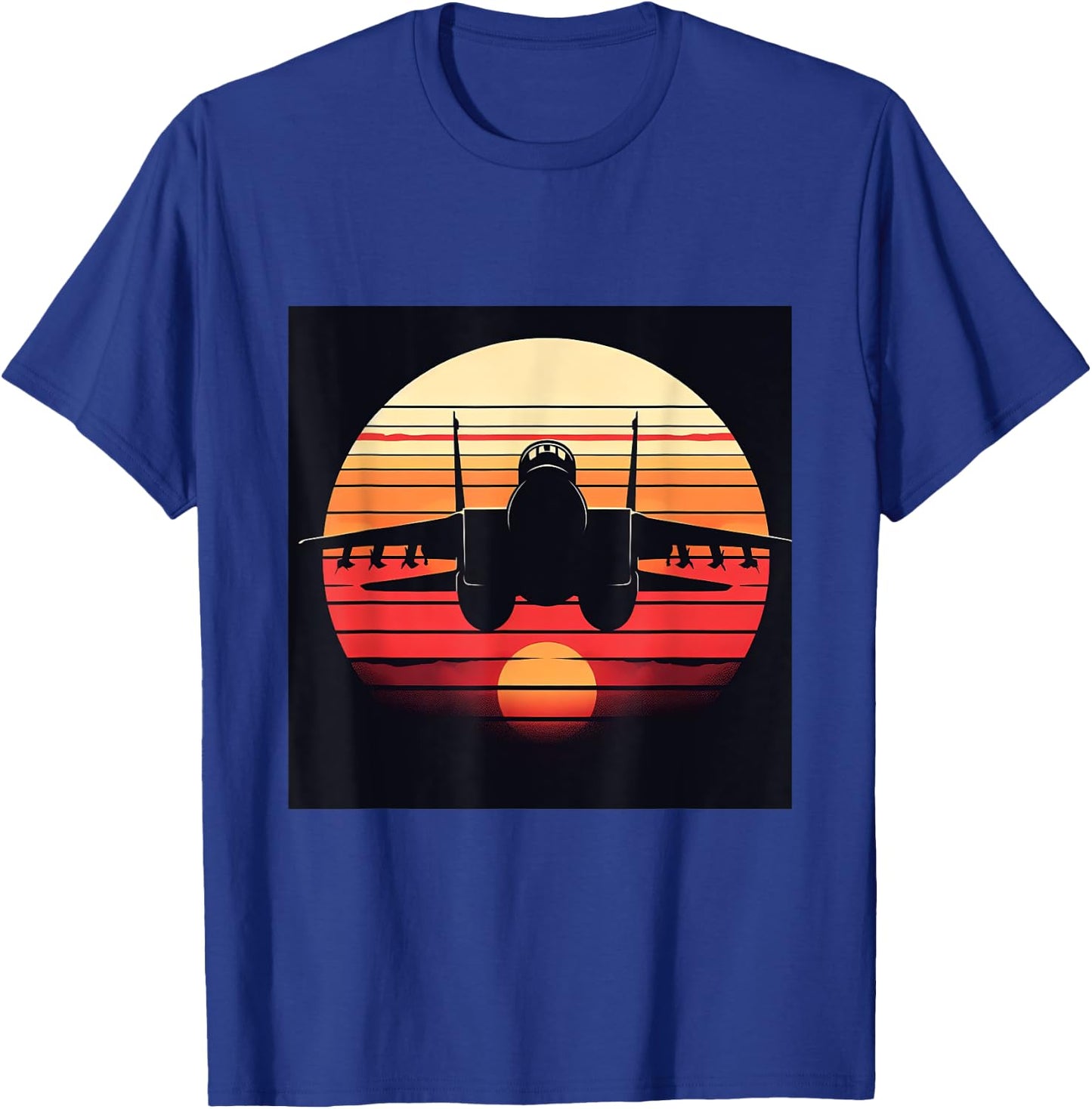 F-14 Tomcat Fighter Jet Silhouette Sunset Military Aviation T-Shirt - T-Shirt | Royal