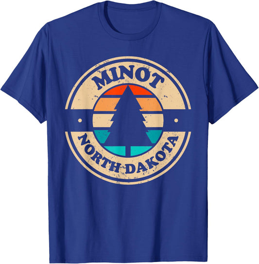 Minot North Dakota ND Vintage Graphic Retro 70s 80s T-Shirt - T-Shirt | Royal