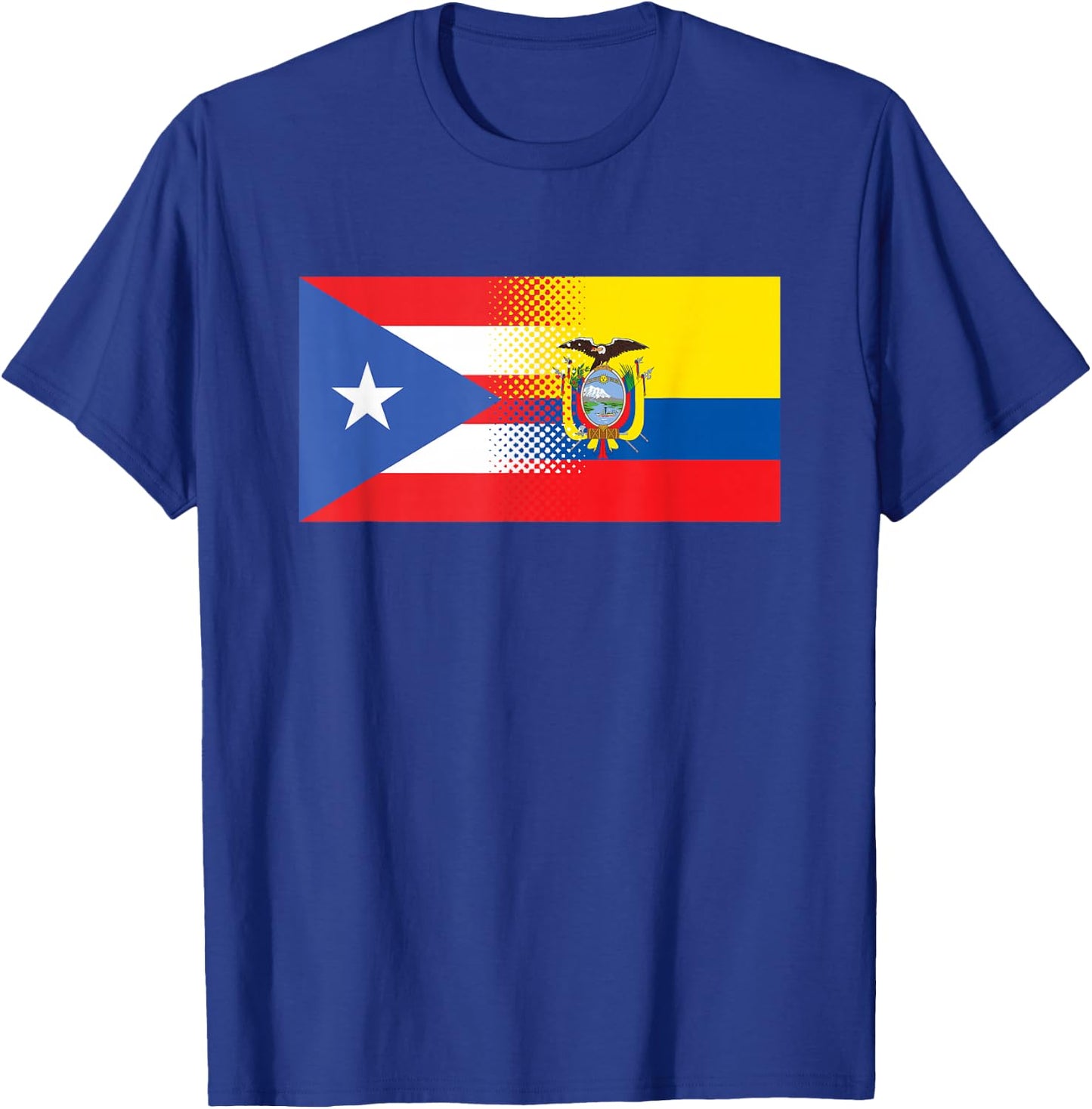 Half Puerto Rican Half Ecuadorian Flag Puerto Rico Ecuador T-Shirt - T-Shirt | Royal