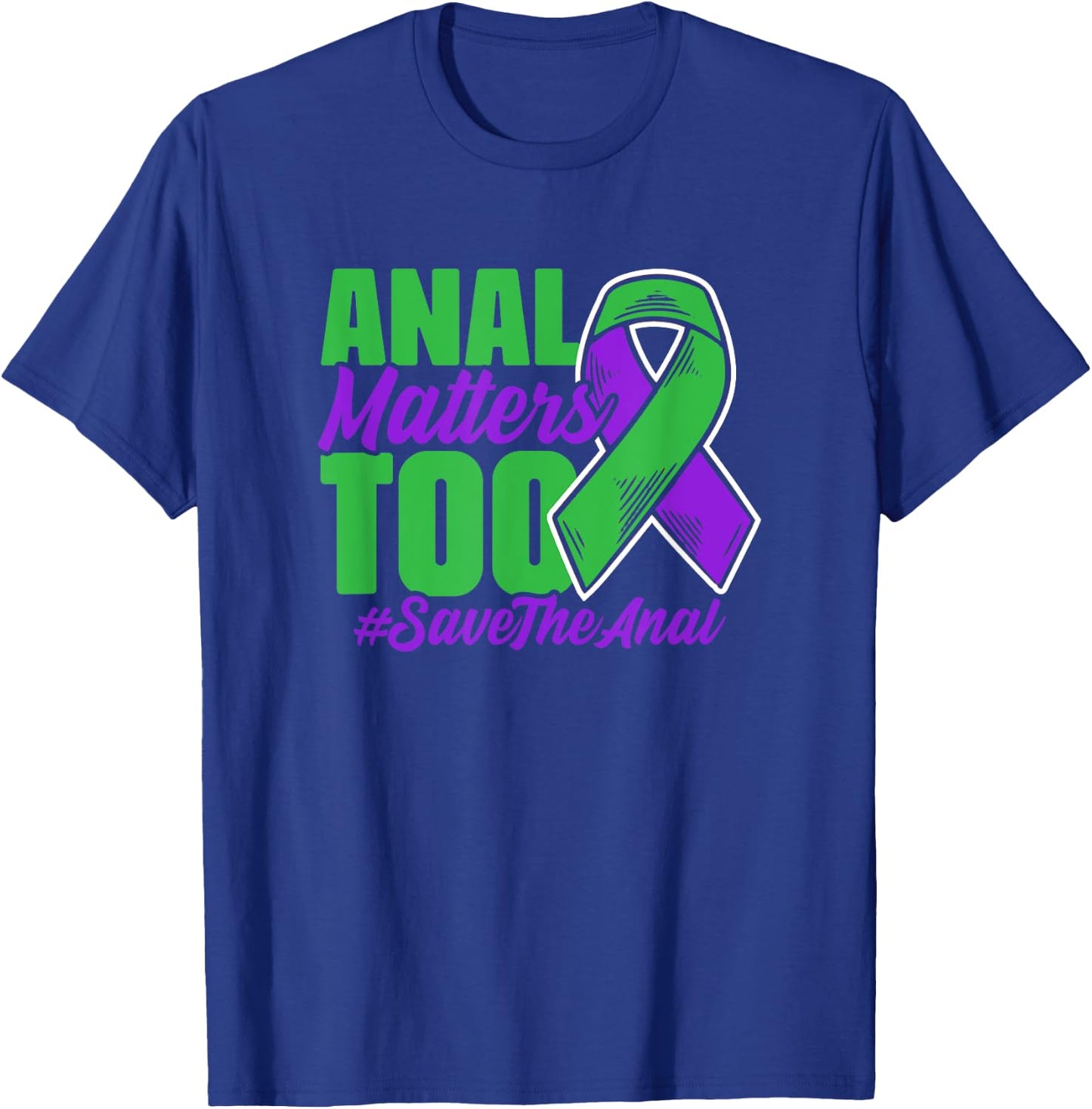 Purple Green Ribbon Support Anal Cancer Survivor T-Shirt - T-Shirt | Royal