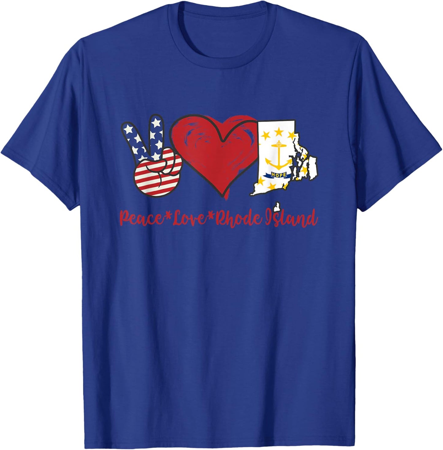 Peace Love Rhode Island T-Shirt - T-Shirt | Royal