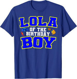 Lola Of The Birthday Boy Fishing Theme Bday Celebration T-Shirt - T-Shirt | Royal