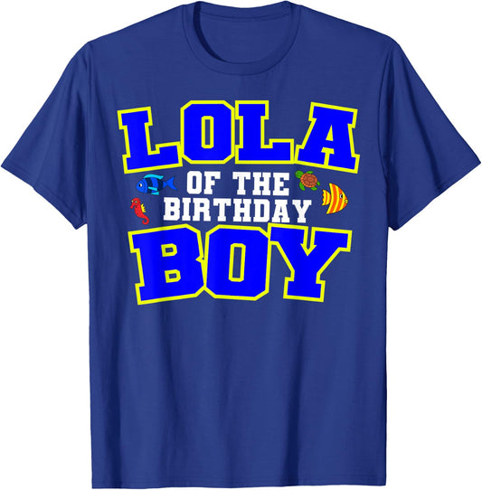 Lola Of The Birthday Boy Fishing Theme Bday Celebration T-Shirt - T-Shirt | Royal