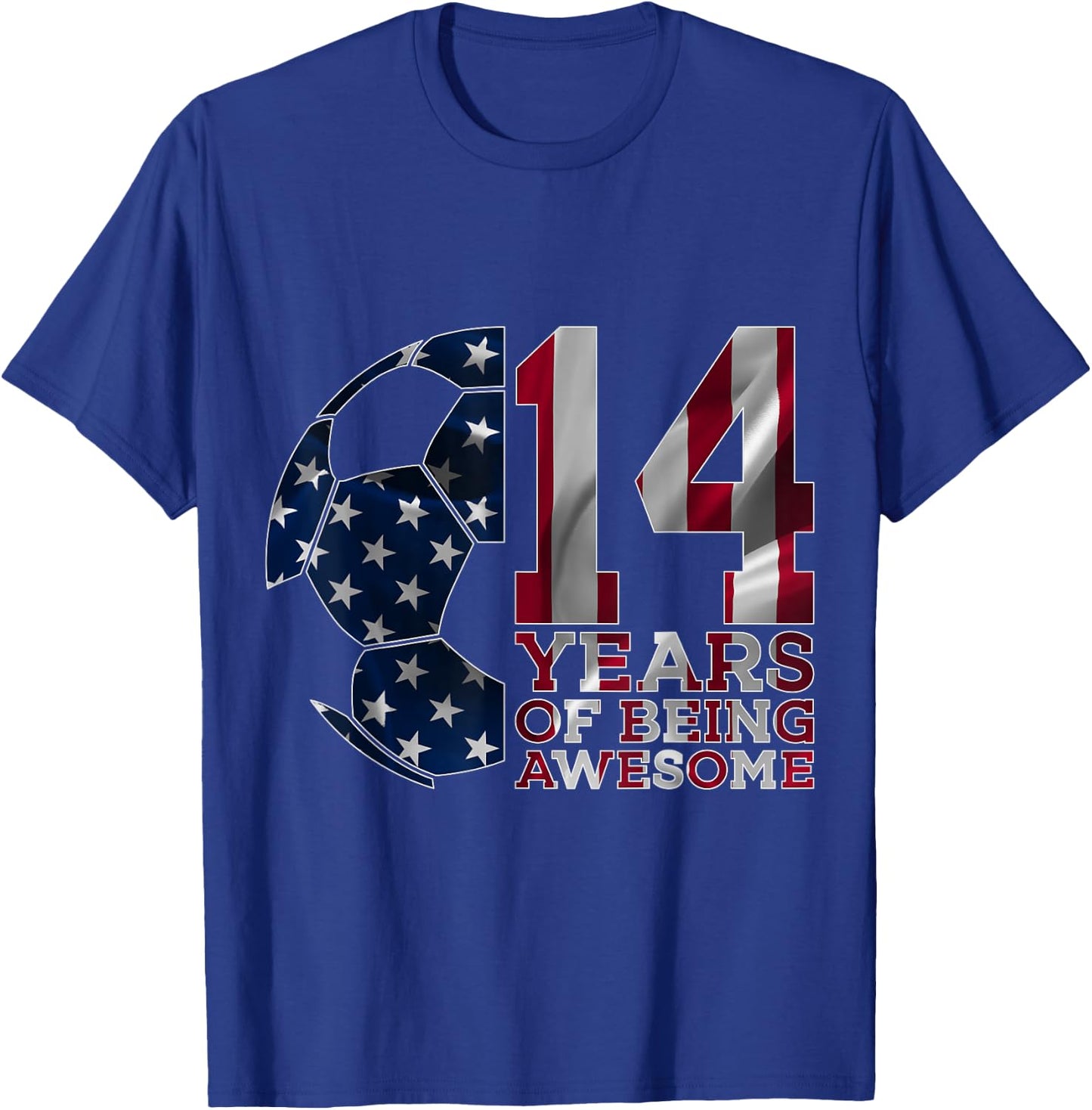 14 Years of Being Awesome Soccer 14th Birthday T-Shirt - T-Shirt | Royal