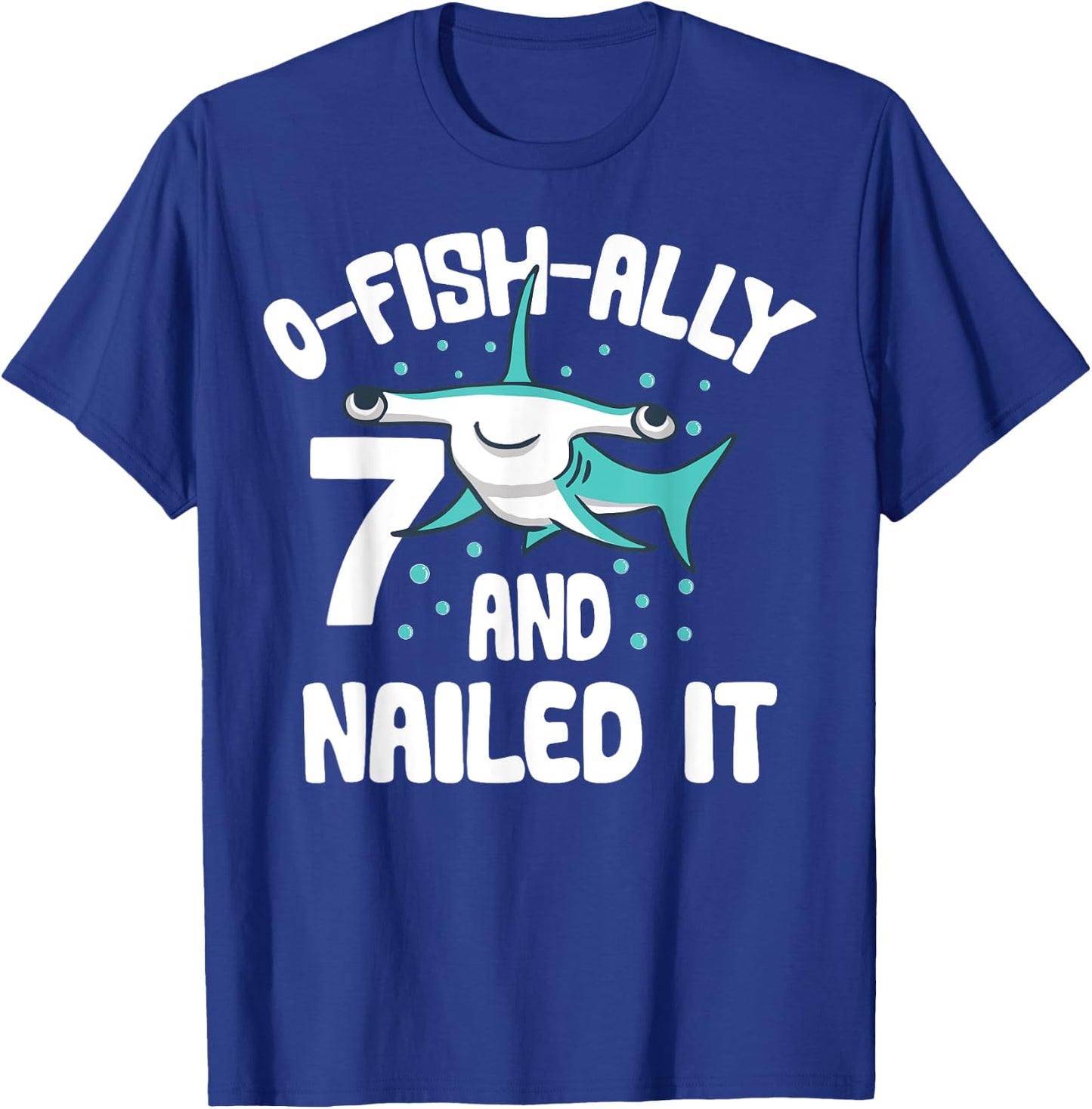 O-Fish-Ally 7 Year Old Shark 7th Birthday Boy Hammer Shark T-Shirt - T-Shirt | Royal