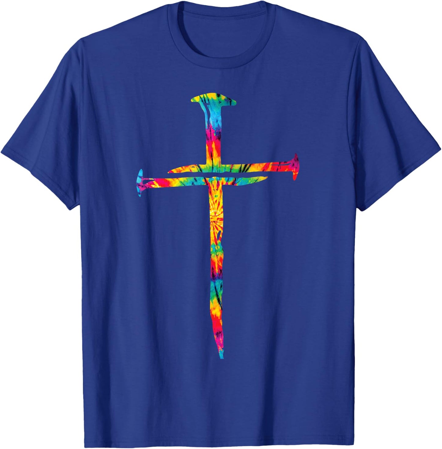 Christian Jesus Nail Cross Tie Dye Rainbow Bible Religious T-Shirt - T-Shirt | Royal