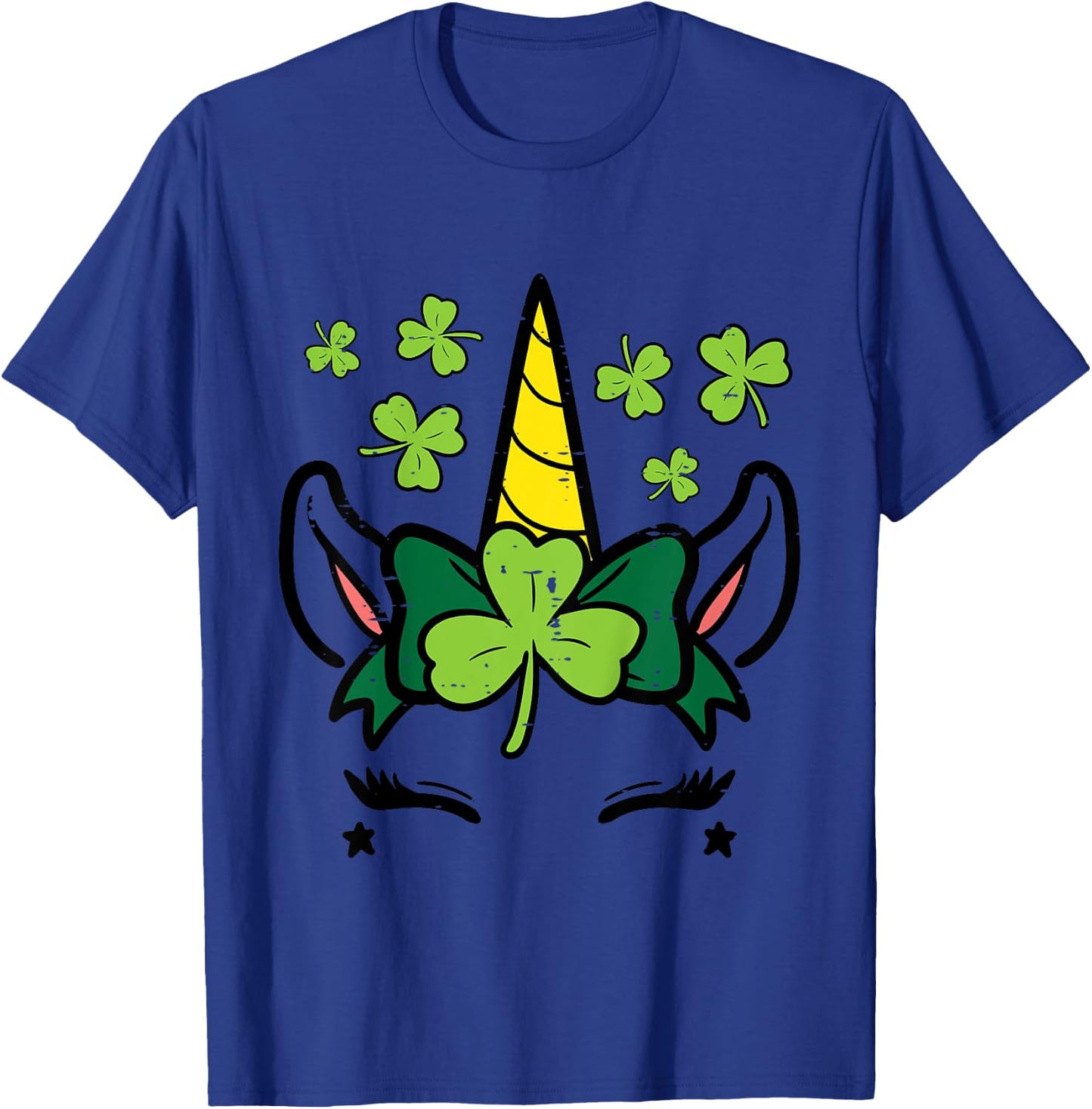 Kids St Patricks Day Unicorn Face Saint Pattys Girls Kids Toddler T-Shirt - T-Shirt | Royal