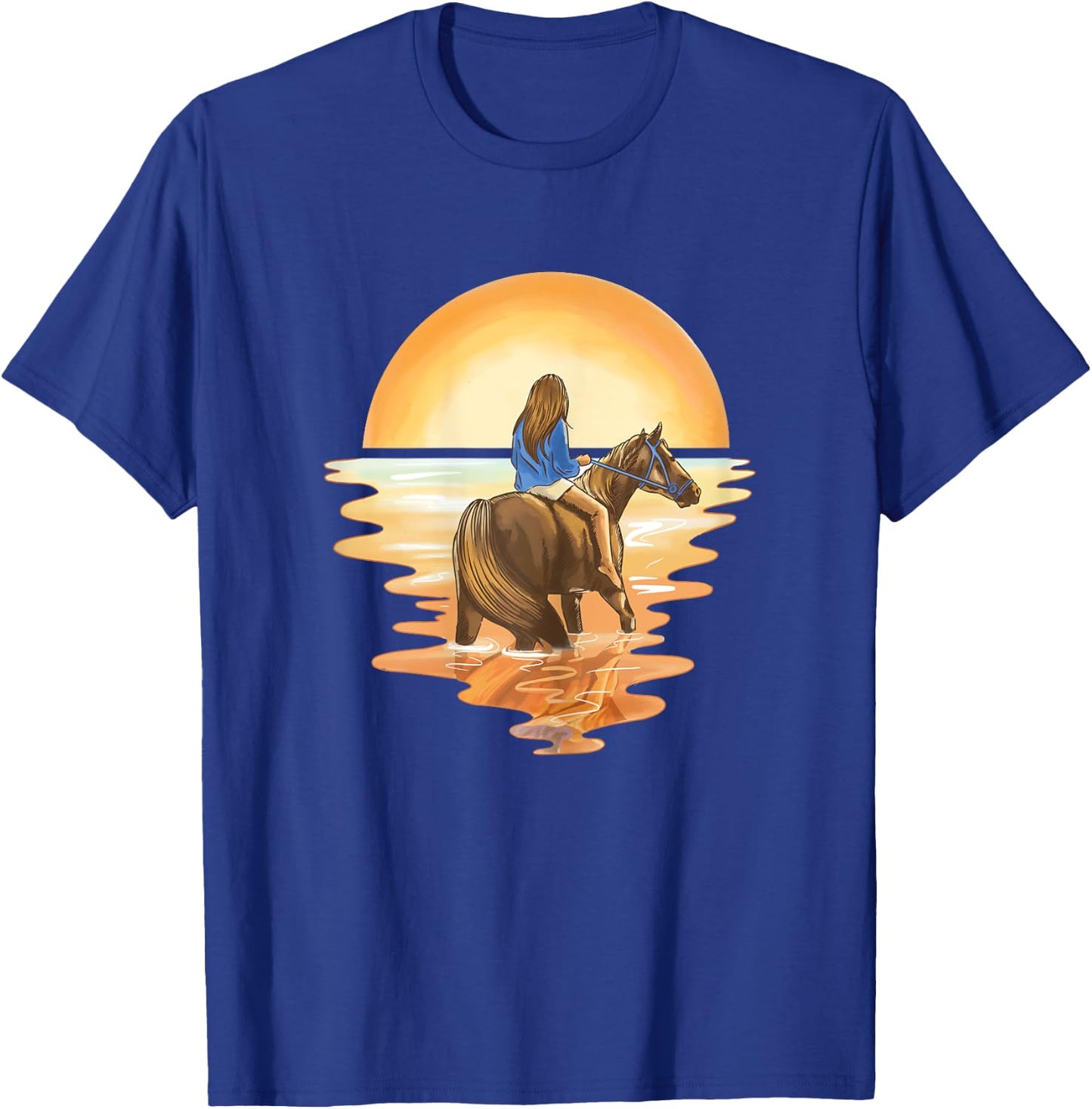 Horse Riding Equestrian Watercolor Horse Girl T-Shirt - T-Shirt | Royal