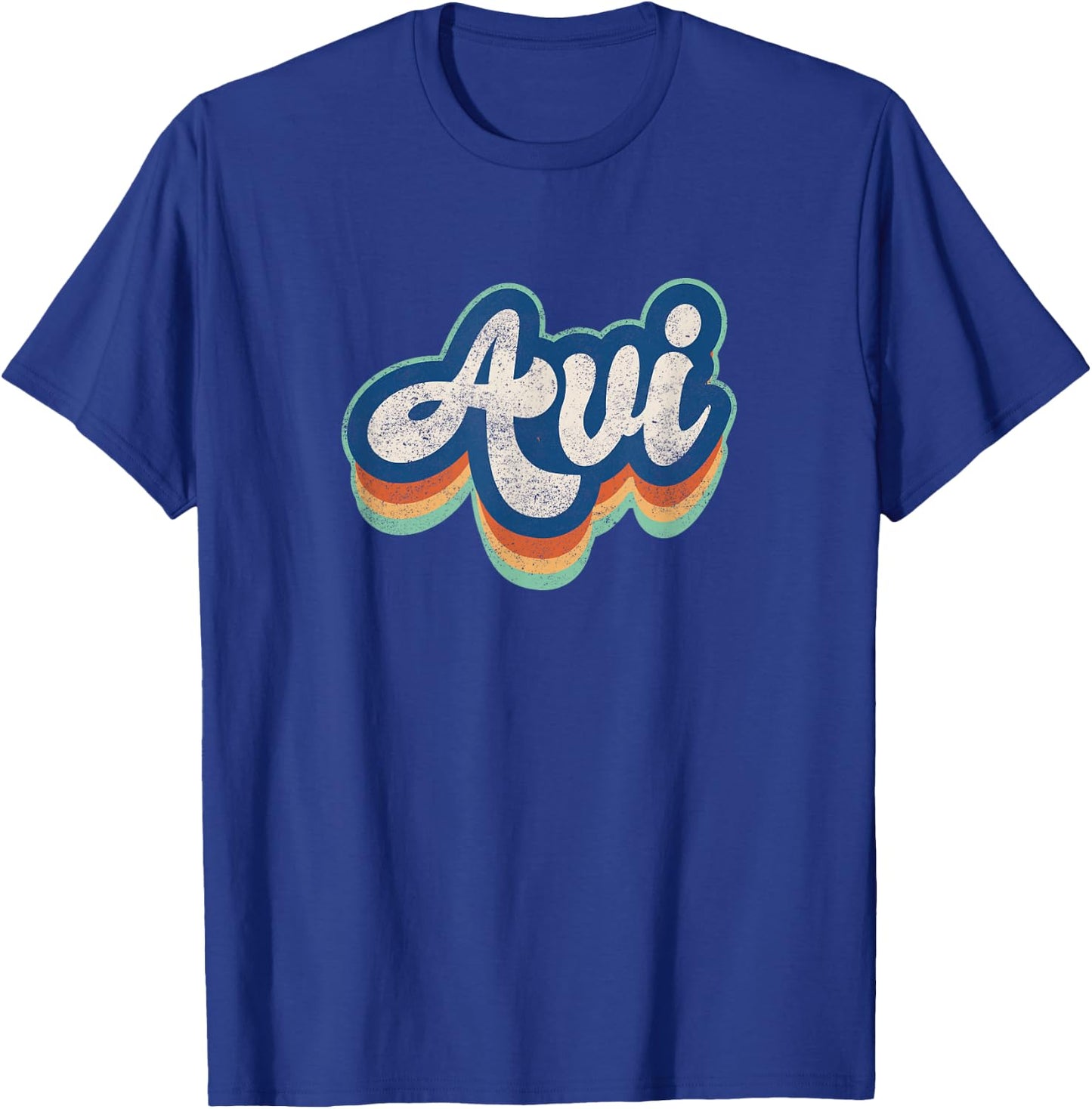 Avi First Name Boy Vintage Style 70s 80s Personalized T-Shirt - T-Shirt | Royal