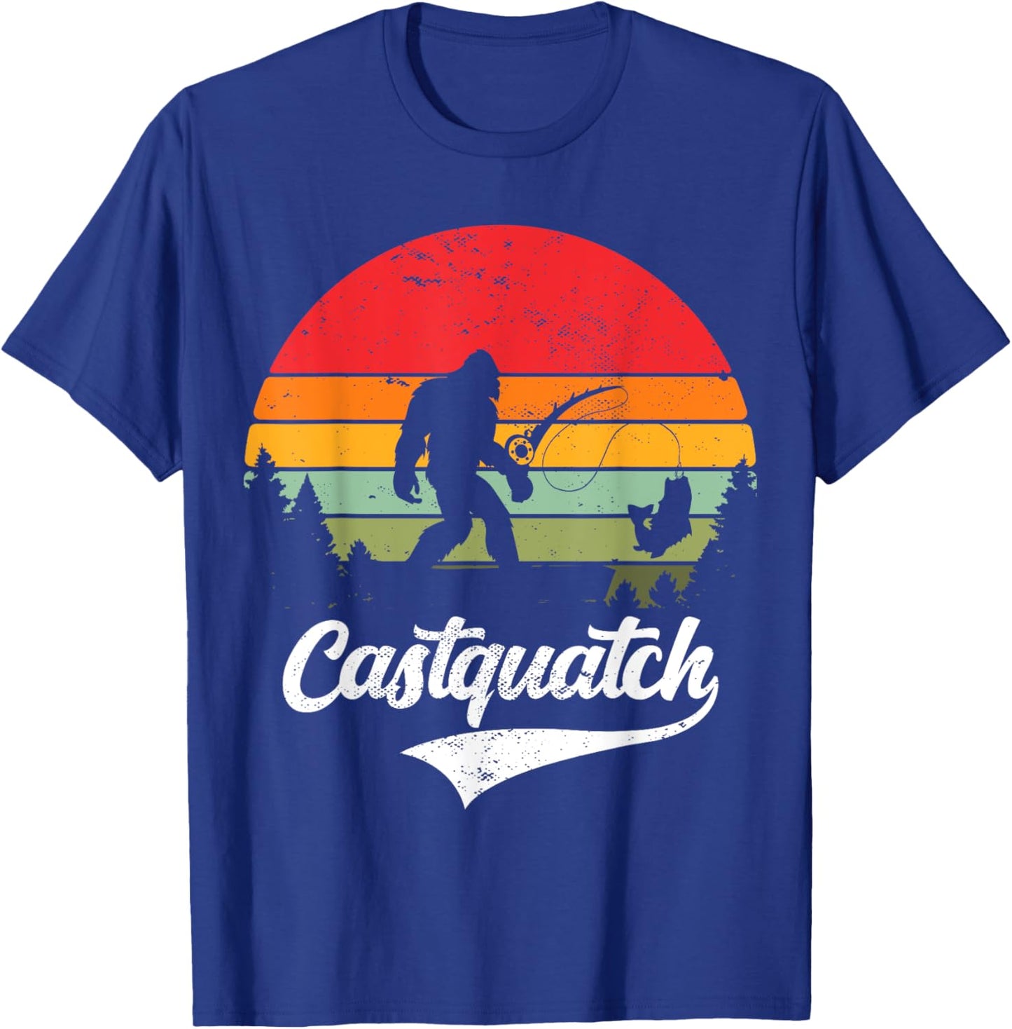 Castquatch Funny Bass Fisherman Fishing meme T-Shirt - T-Shirt | Royal