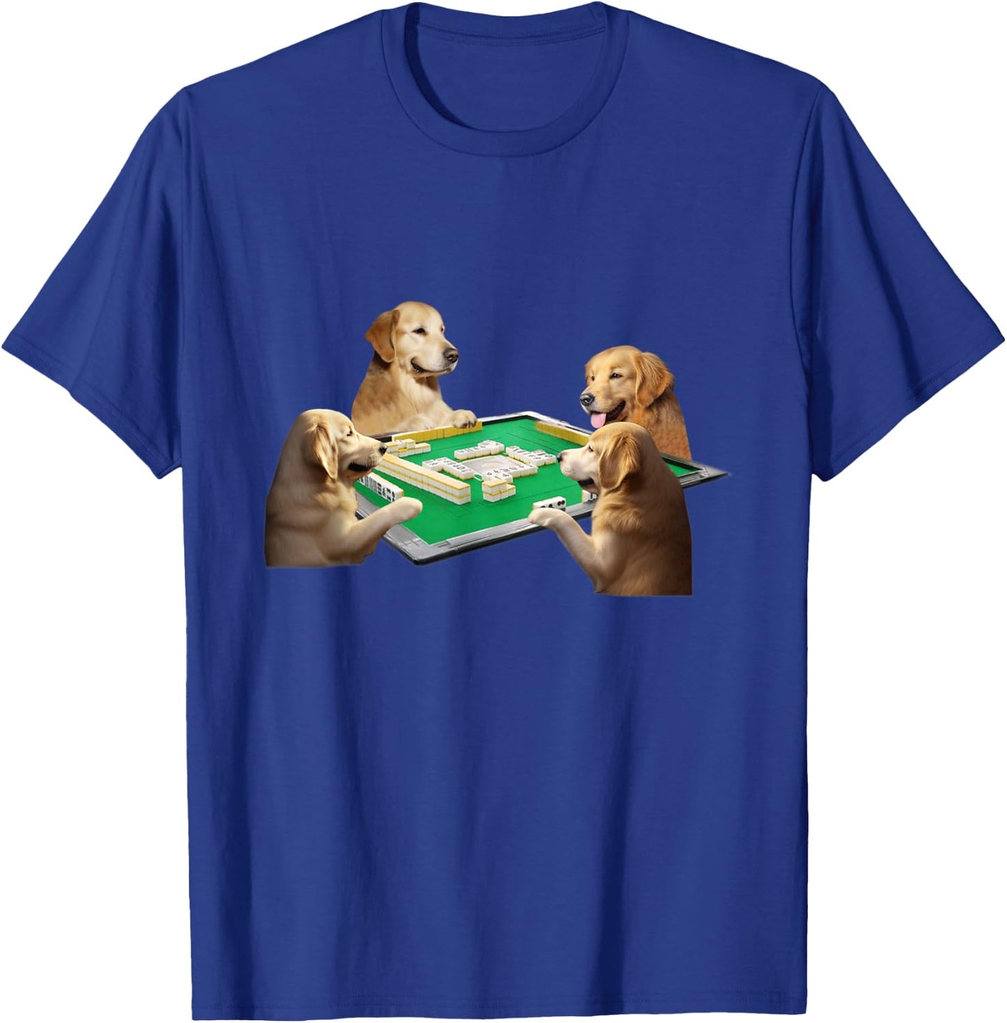 Golden Retriever Dog Mahjong Funny Dog Men's Funny Clothes Funny Goods Present Neta T-Shirt - T-Shirt | Royal