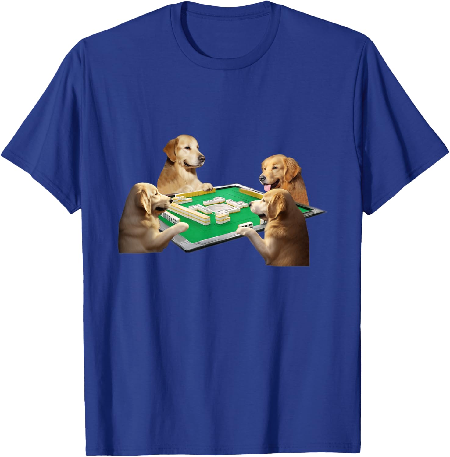 Golden Retriever Dog Mahjong Funny Dog Men's Funny Clothes Funny Goods Present Neta T-Shirt - T-Shirt | Royal