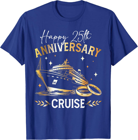 Happy 25th Anniversary Cruise Wedding Matching Gifts T-Shirt - T-Shirt | Royal